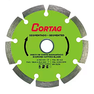 Disco Serra Circular Diamantado 9.1/4 230mm Verde Segmentado 61619 Cortag