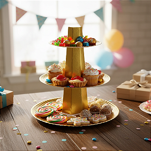 Baleiro Papelão Laminado 3 Andares Dourado - Ultrafest