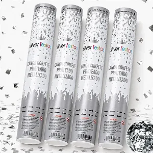 LANÇA CONFETE 30CM PICADO METALIZADO PRATEADO - SILVER