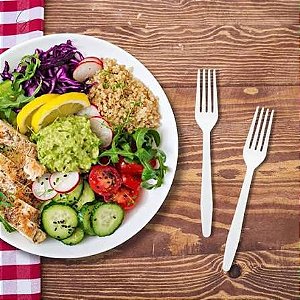 Garfo refeição reforçado branco C/50 - Prafesta