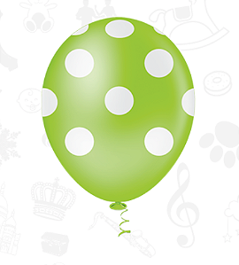 BALAO 10" BOLINHA VERDE LIMAO/BRANCO C/25 - PIC PIC