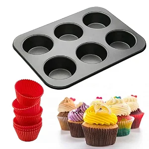 Forma Cupcake Bakeware 6 Divisões Cereja Brinox