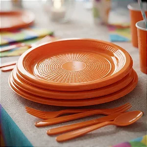 Prato Bolo Sobremesa Laranja 15cm c/50 - Trik Trik