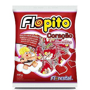 Pirulito Flopito Coracao 500G Vermelho Florestal