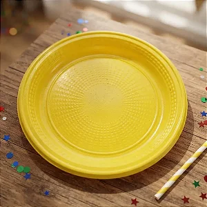 Prato Bolo Sobremesa Amarelo 15cm c/50 - Trik Trik