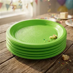 Prato Bolo Sobremesa Verde Limão 15cm c/50 - Trik Trik