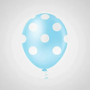 BALAO 10" BOLINHA AZUL CLARO/BRANCO C/25 - PIC PIC