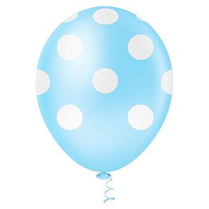 BALAO BOLINHA AZUL AZUL CLARO/BRANCO 10 POLEGADAS C/25 - PIC PIC