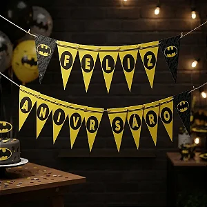 Faixa Feliz Aniversario Batman Geek - Festcolor