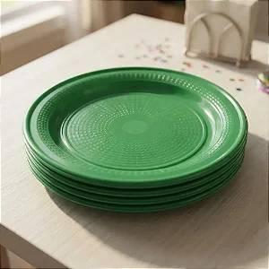 Prato Bolo Sobremesa Verde Escuro 15cm c/50 - Trik Trik