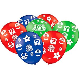 Balão 9 Decorações Super Mario c/25 - Festcolor