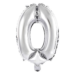 Balão metalizado 40cm numero prata