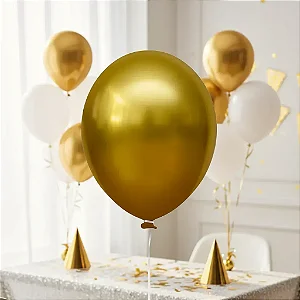 BALAO AMARELO MOSTARDA ALUMINIO - HAPPY DAY