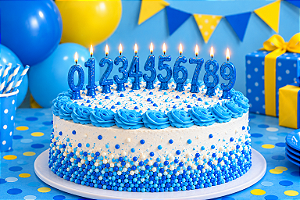 Vela Puro Glitter Azul - Festcolor
