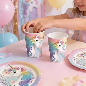 Copo Papel 200ml Unicornio New c/8 - Festcolor
