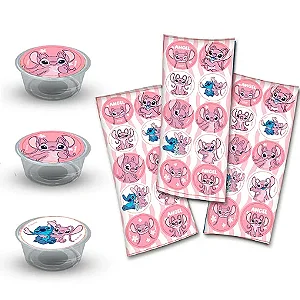 Adesivo Redondo Stitch Angel Com 30 - Festcolor