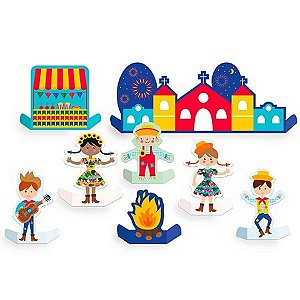 DECORACAO MESA JUNINA DIVERTIDA C/8