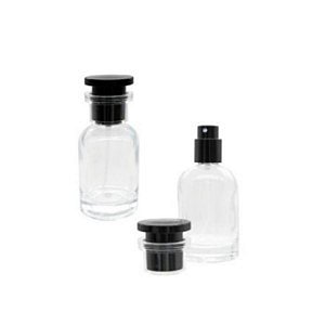 PORTA PERFUME VIDRO TAMPA PRETA 30ML