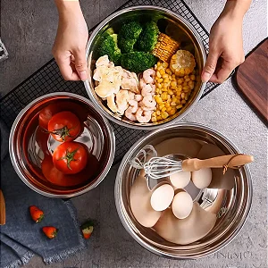 KIT 3 TIGELAS PREPARO INOX ESCOVADAS - KEHOME