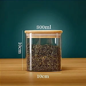 POTE HERMETICO QUADRADO TPA BAMBU 800ML