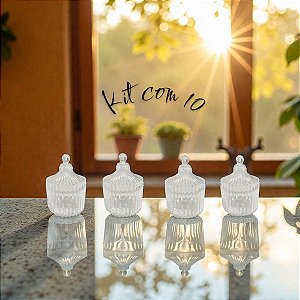 ENFEITE POTE PLASTICO CRISTAL C/10