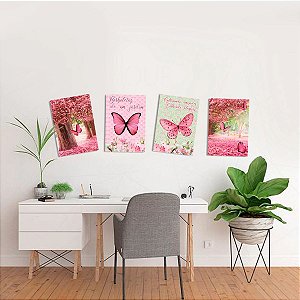 QUADRO DECORATIVO JARDIM DAS BORBOLETAS C/4