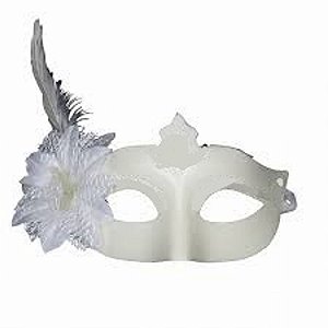 MASCARA CARNAVAL BRANCA C/PENA
