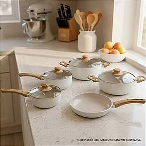 JOGO DE PANELA DE INDUÇÃO AREIA C/5