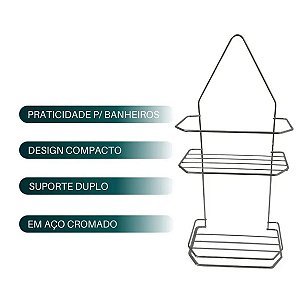 PORTA SHAMPOO DUPLO CROMADO