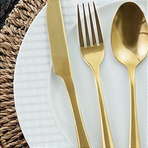 KIT 3 TALHERES PARA CHURRASCO VALENTINA DOURADA