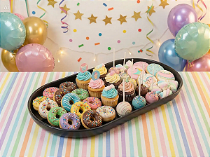 BANDEJA OVAL POP 22X13CM PRETA - PRODUFEST