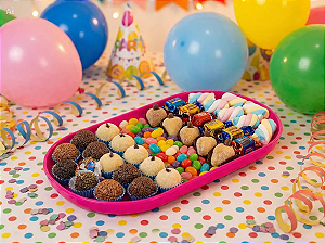 BANDEJA OVAL POP 22X13CM PINK - PRODUFEST