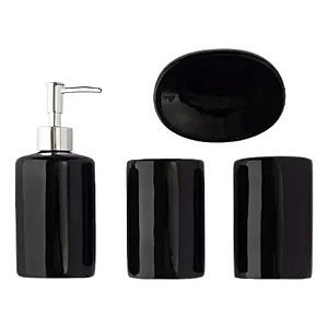 JOGO BANHEIRO CERAMICA PRETO C/4