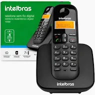 Telefone s/ fio Dect 6.0 c/ identificador de chamadas preto TS3110 Intelbras