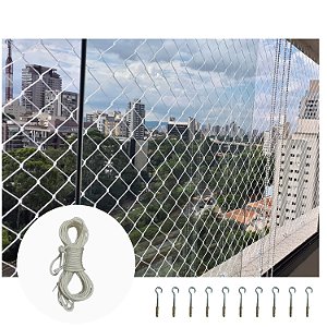 Rede de proteção de janela criança gato cor cristal 1,20 x 1,20