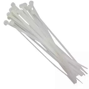 Abraçadeira de nylon fita hellerman cor branca 2.5x200mm com 100 Pçs