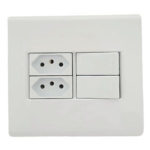 Tomada 10A interruptor simples duplo em placa 4x4 Tramontina LIz Branca