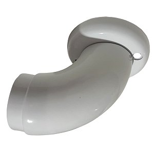 Curva terminal de corrimão de alumínio com flange cor branco