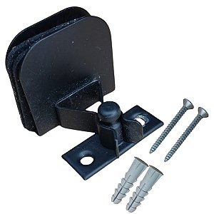 Fixador para porta de vidro temperado preto para piso