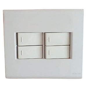 Interruptor 4 teclas simples 10A 250V com placa 4x4 Tramontina Liz Branca