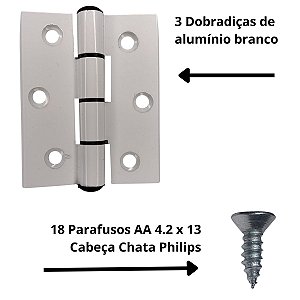 Dobradiça de alumínio para portas e janelas 70x70 Branca