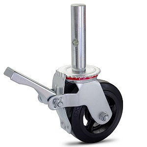 Rodízio para andaime com trava rolamento e roda de borracha 6x2 Colson