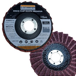 Disco flap manta abrasiva desbaste polimento metais 115mm Starfer