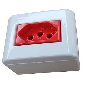 Tomada de sobrepor 20A vermelha 220V 2P+T Tramontina Liz