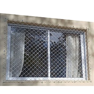 Rede de proteção para janelas 1,80mx1,20m ganchos e buchas cor branca