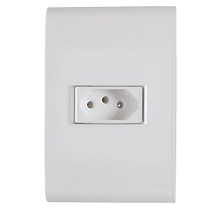 Tomada simples 10A 250V 2P+T placa 4x2 Tramontina Liz Branco