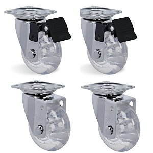 Rodízios de gel para móveis e máquinas placa giratória 4 peças de 50mm