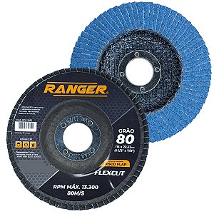 Disco flap grão 80 lixa desbasta limpa metal e aço 115mm esmerilhadeira Ranger