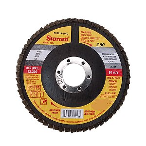 Disco flap grão 60 desbaste lixa limpa ferro e aço Starrett 115mm
