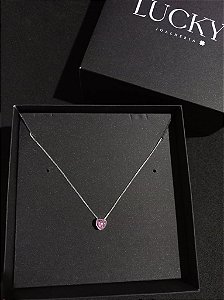 Colar Coração Rosa